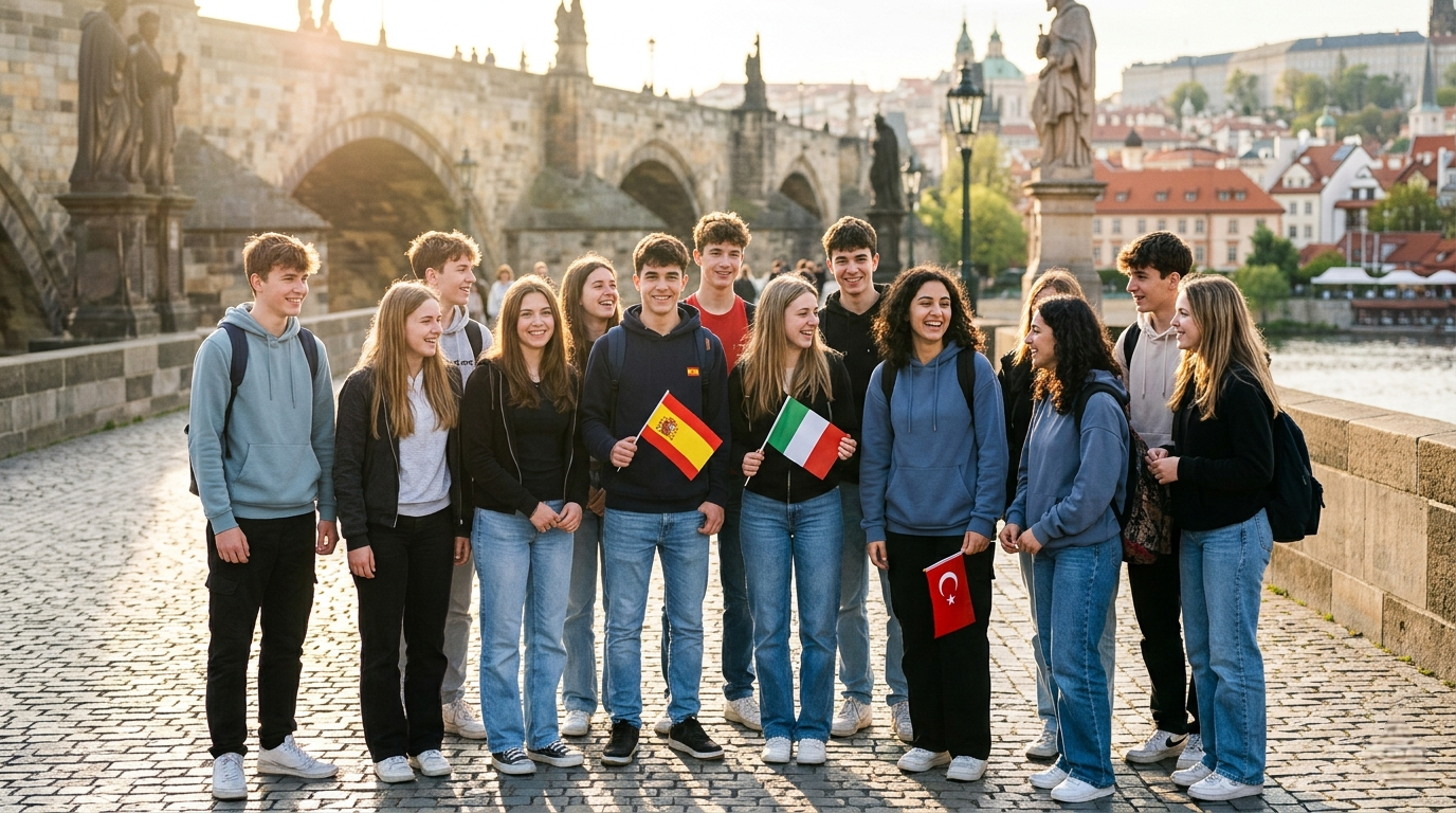 Group photograph of Erasmus participants from different countries